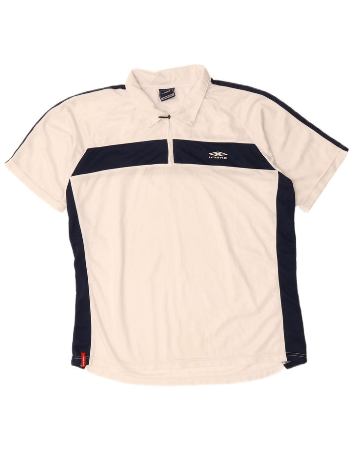 Camisa polo masculina UMBRO XL branca colorblock poliéster