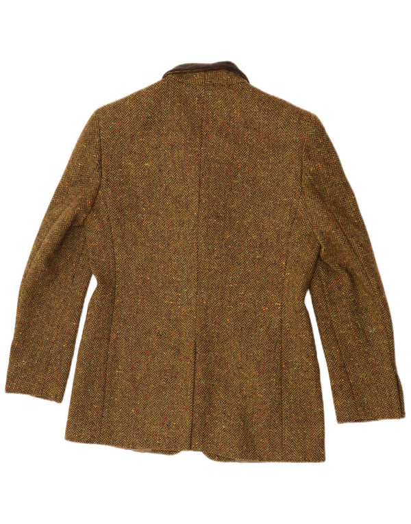 Max Mara Womens 3 Button Blazer Jacket UK 10 Small Khaki Herringbone