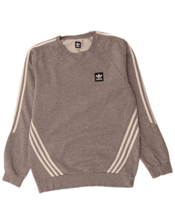ADIDAS Mens Moletom Jumper Médio Algodão Cinza