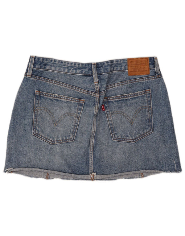 Mini saia jeans feminina Levi's W30 algodão azul médio