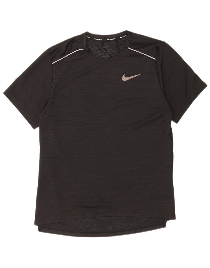 Camiseta masculina Nike Dri Fit Top médio preto listrado poliéster
