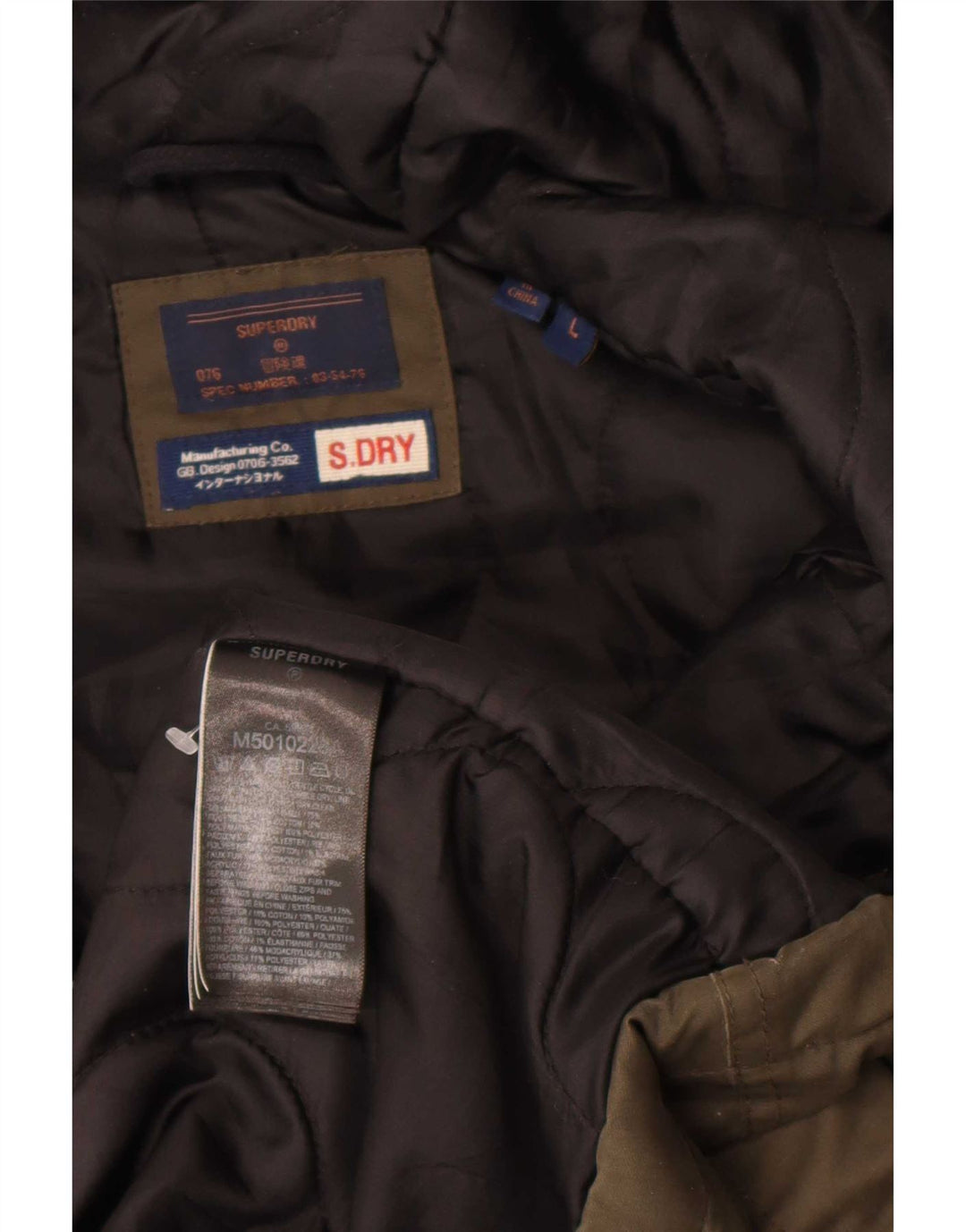 Jaqueta Parka masculina Superdry com capuz UK 40 poliéster cáqui grande