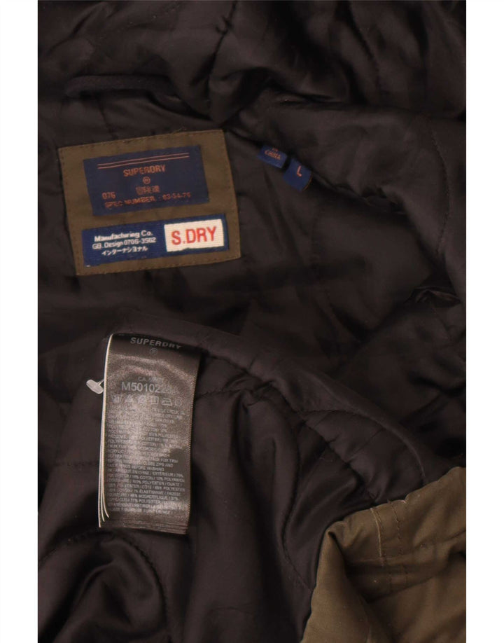 Jaqueta Parka masculina Superdry com capuz UK 40 poliéster cáqui grande