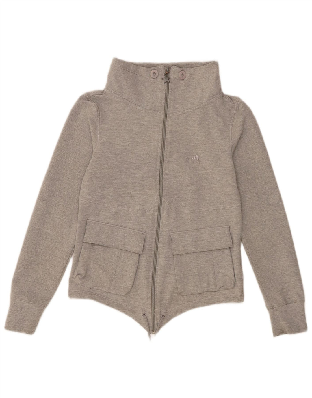 Adidas Womens Tracksuit Top Jacket UK 10 Pequeno Cinza Algodão