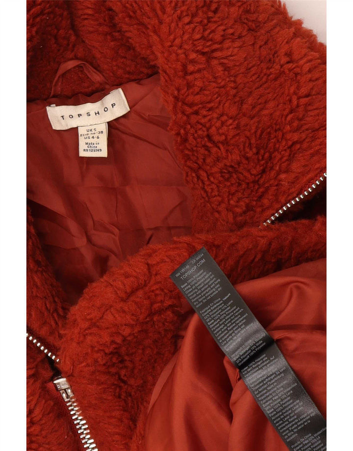 Jaqueta corta-vento superdimensionada Topshop feminina Teddy Bear Reino Unido 10 pequena laranja
