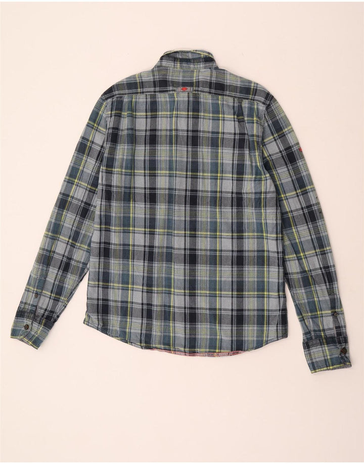 Camisa masculina de flanela Superdry 2XL algodão xadrez cinza