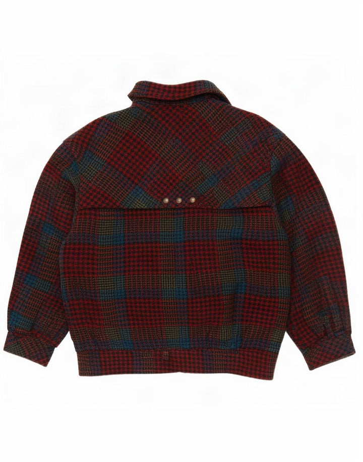Jaqueta bomber masculina vintage UK 36 pequena houndstooth vermelha