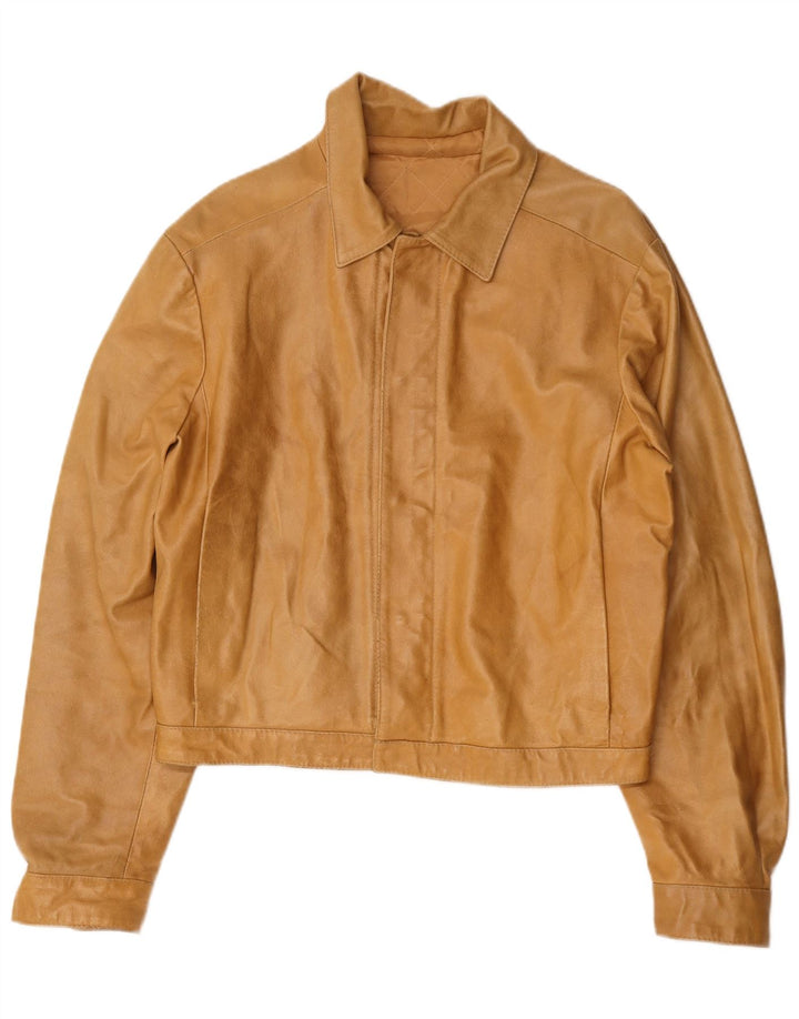 Jaqueta de couro masculina vintage UK 36 pequena marrom
