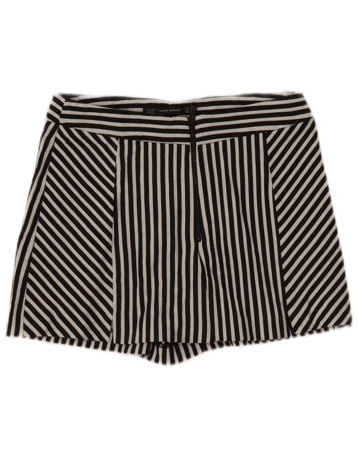 Zara Womens Skort UK 4 XS Algodão listrado preto