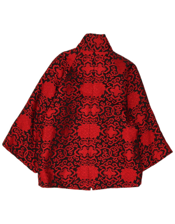 Jaqueta quimono feminina vintage manga 3/4 Reino Unido 16 grande vermelho Paisley