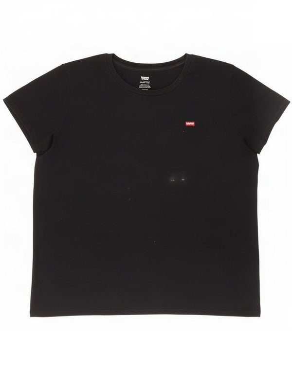 Camiseta feminina Levi's Perfect Crew Top UK 20 2XL algodão preto