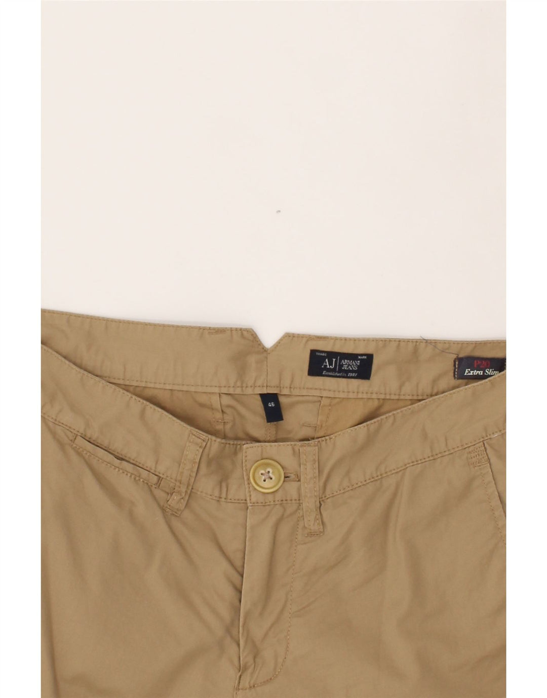 ARMANI Womens Slim Chino Trousers IT 46 Large W30 L33  Brown Cotton Vintage Armani and Second-Hand Armani from Messina Hembry 