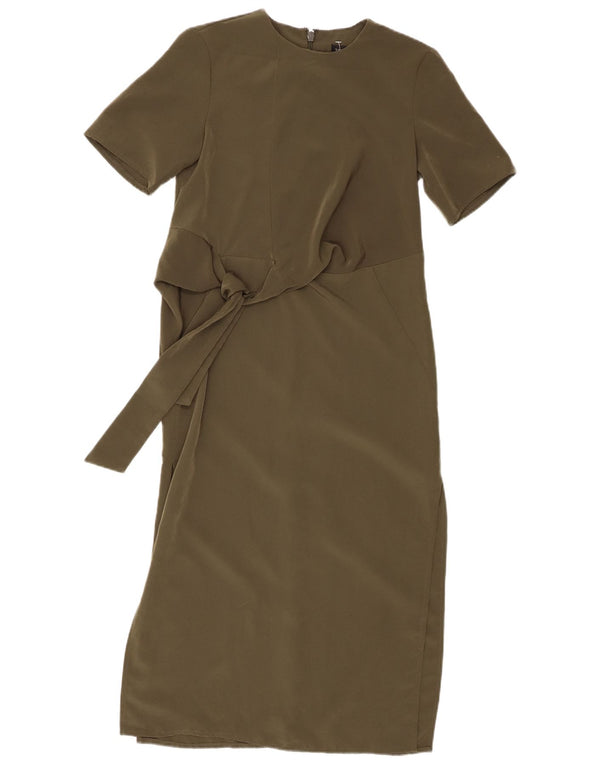 Topshop vestido maxi feminino Reino Unido 8 pequeno poliéster verde