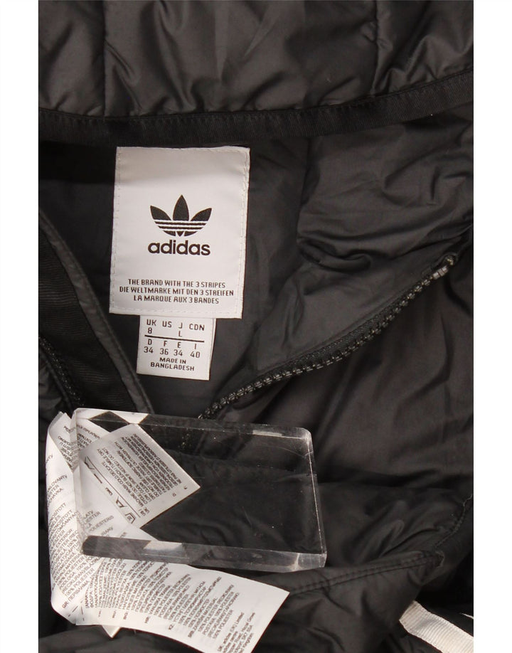Casaco acolchoado com capuz feminino Adidas UK 8 pequeno poliéster preto