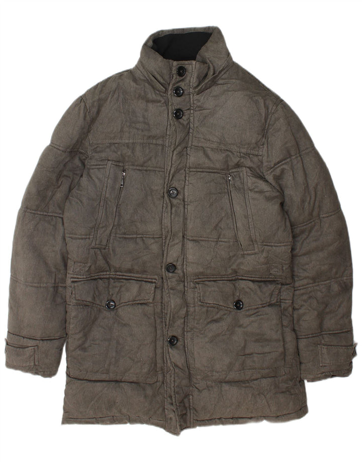 Casaco acolchoado masculino Zara UK 38 poliéster cinza médio