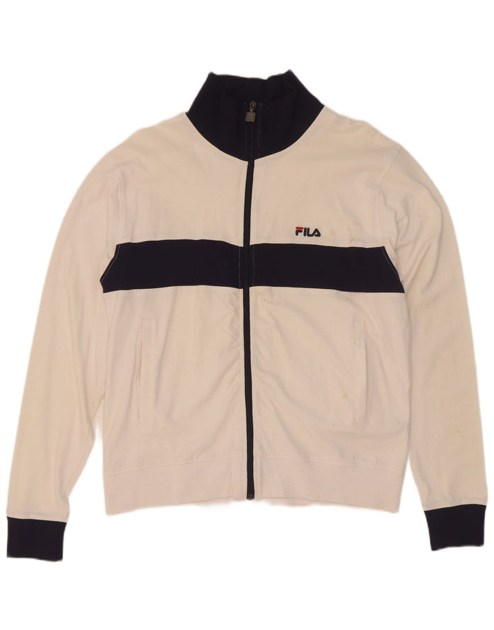 Fila Mens Tracksuit Top Jacket Pequeno Algodão Colourblock Branco