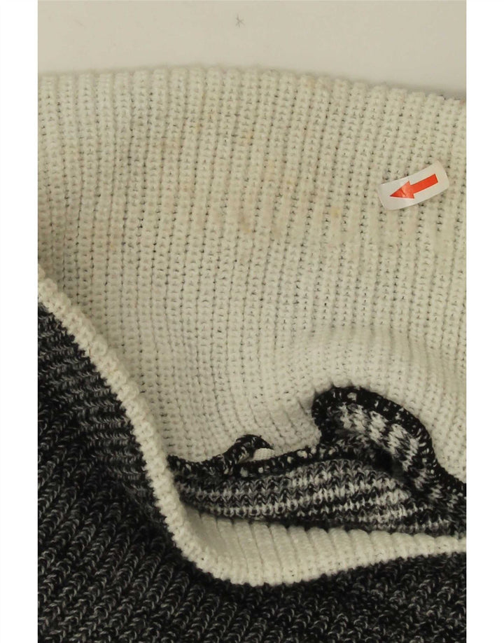 Suéter masculino vintage com gola xale e meio geométrico cinza médio