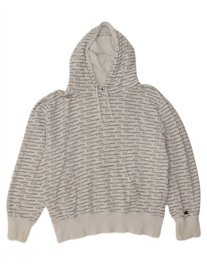 CHAMPION Womens Graphic Hoodie Jumper UK 18 XL White Cotton Vintage Champion and Second-Hand Champion from Messina Hembry 