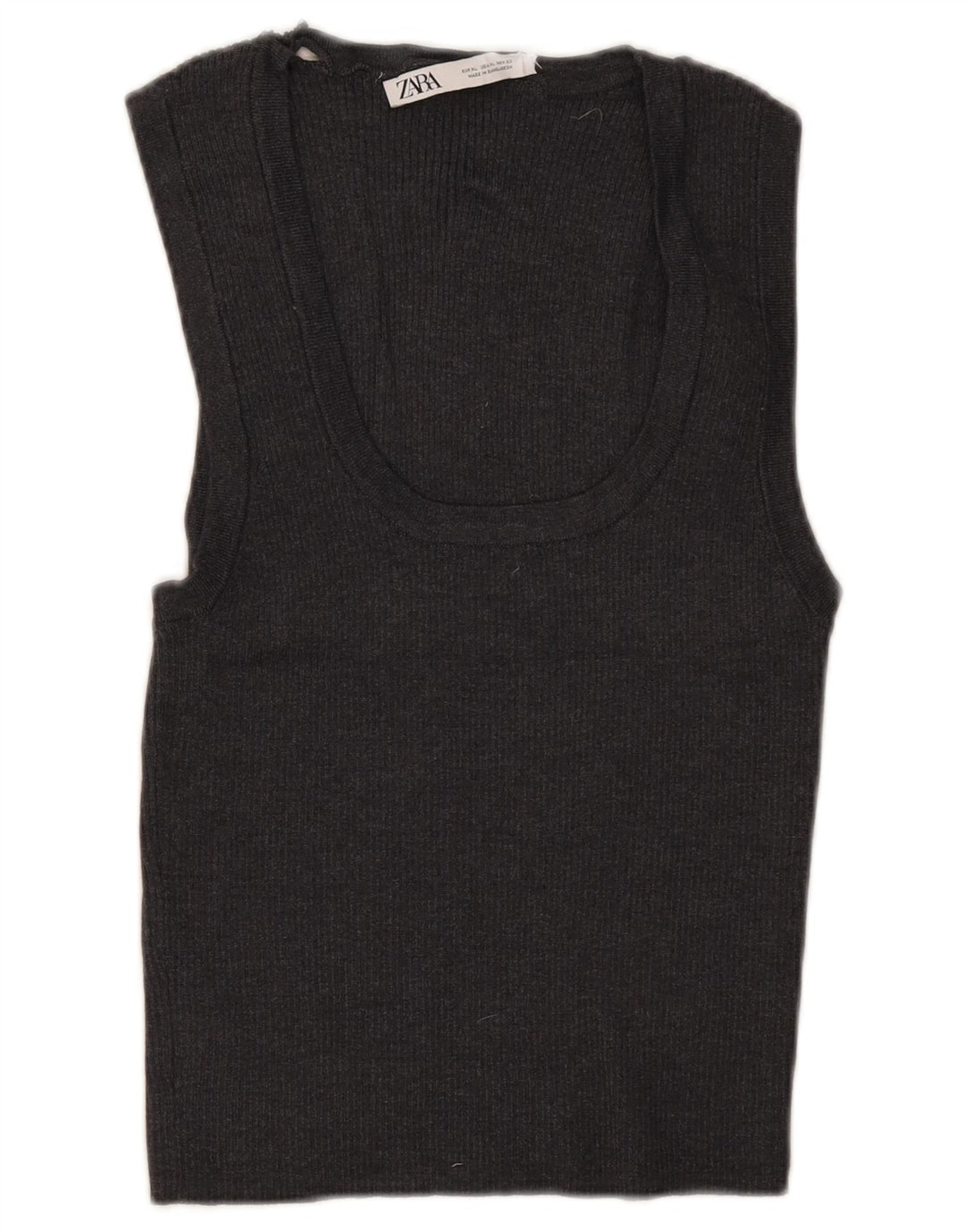 Zara Top curto sem mangas feminino UK 18 XL cinza
