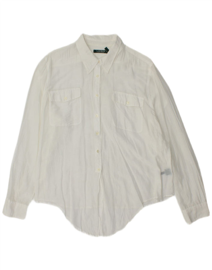 Ralph Lauren Camisa Feminina Blusa UK 20 2XL Algodão Branco