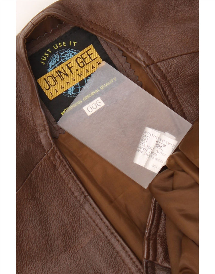 Colete de couro masculino John F Gee XL marrom