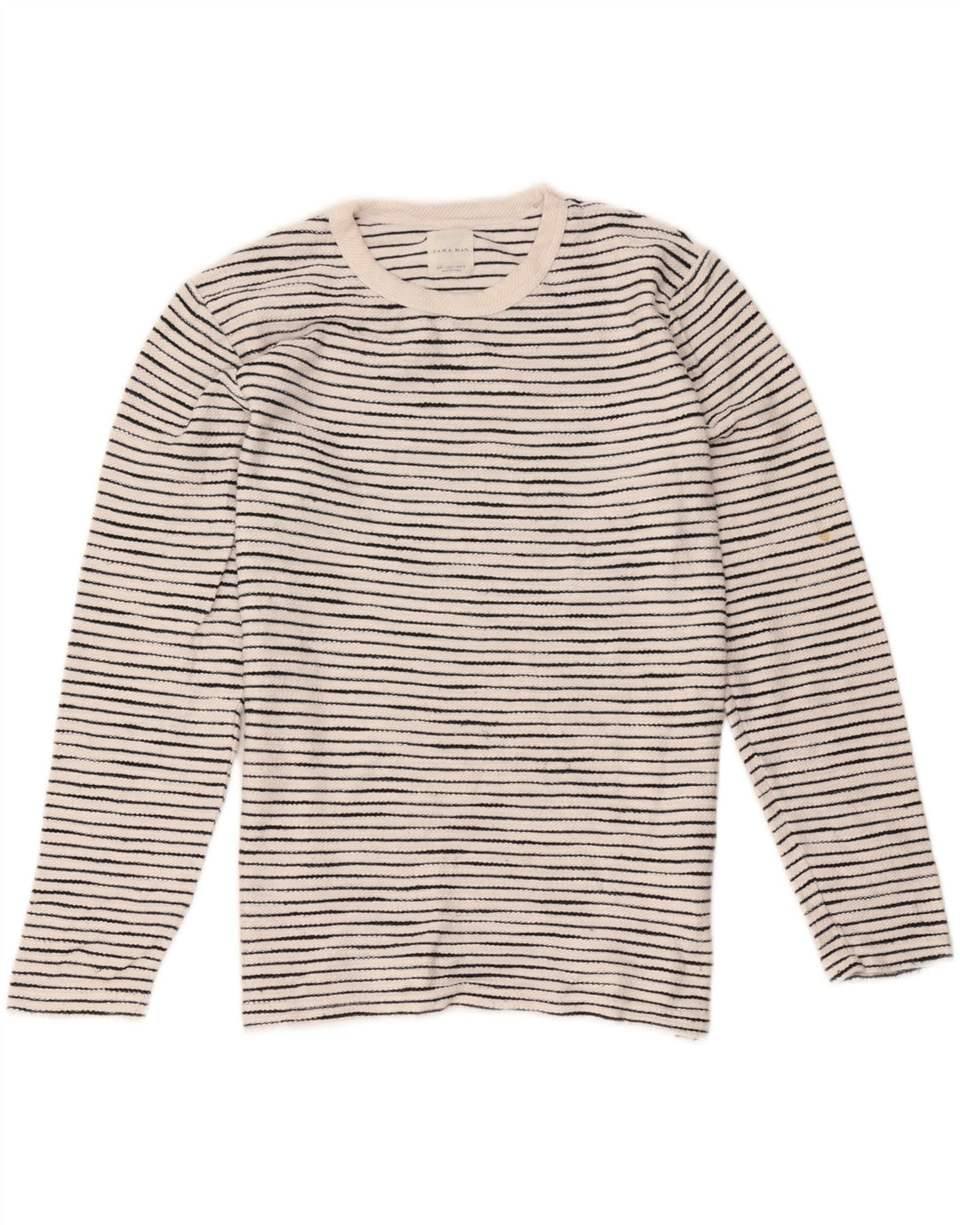 Zara Top masculino manga comprida grande algodão listrado branco