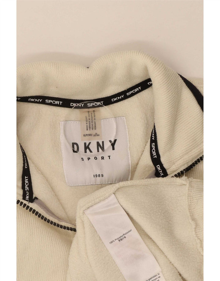 Suéter feminino Dkny com zíper 1/4 oversized UK 6 XS off white poliéster