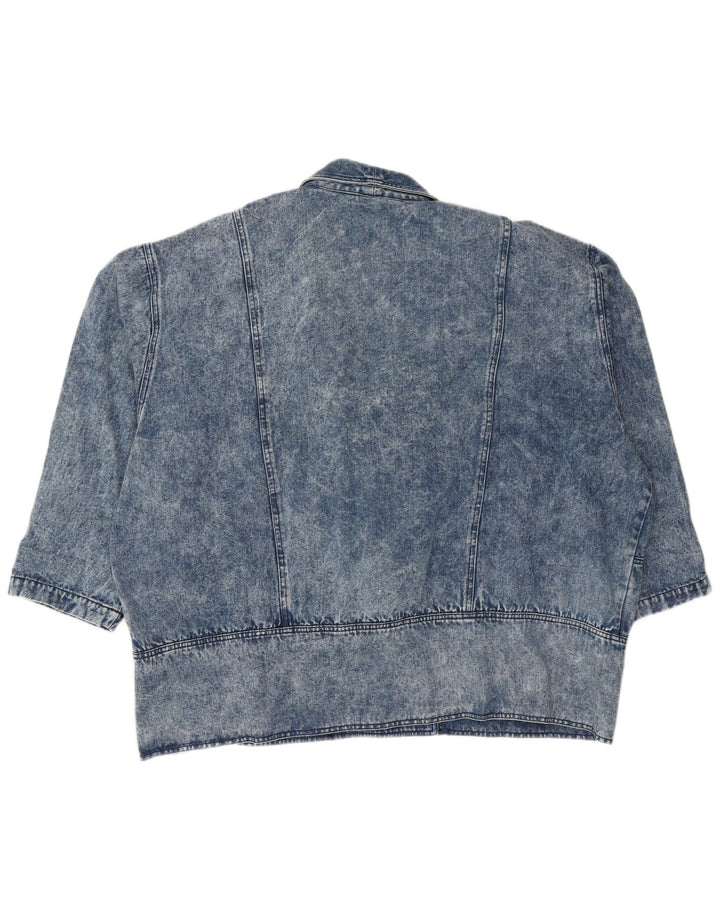 Jaqueta jeans feminina VINTAGE oversized com peito duplo UE 54 5XL azul