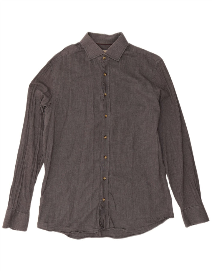 Camisa masculina Hackett Slim Fit grande algodão cinza