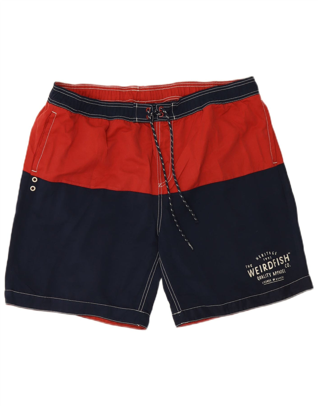 WEIRD FISH Mens Graphic Natação Shorts XL Azul Marinho Colorblock