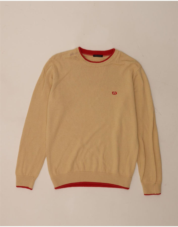 Suéter masculino Sergio Tacchini com gola redonda, algodão bege médio