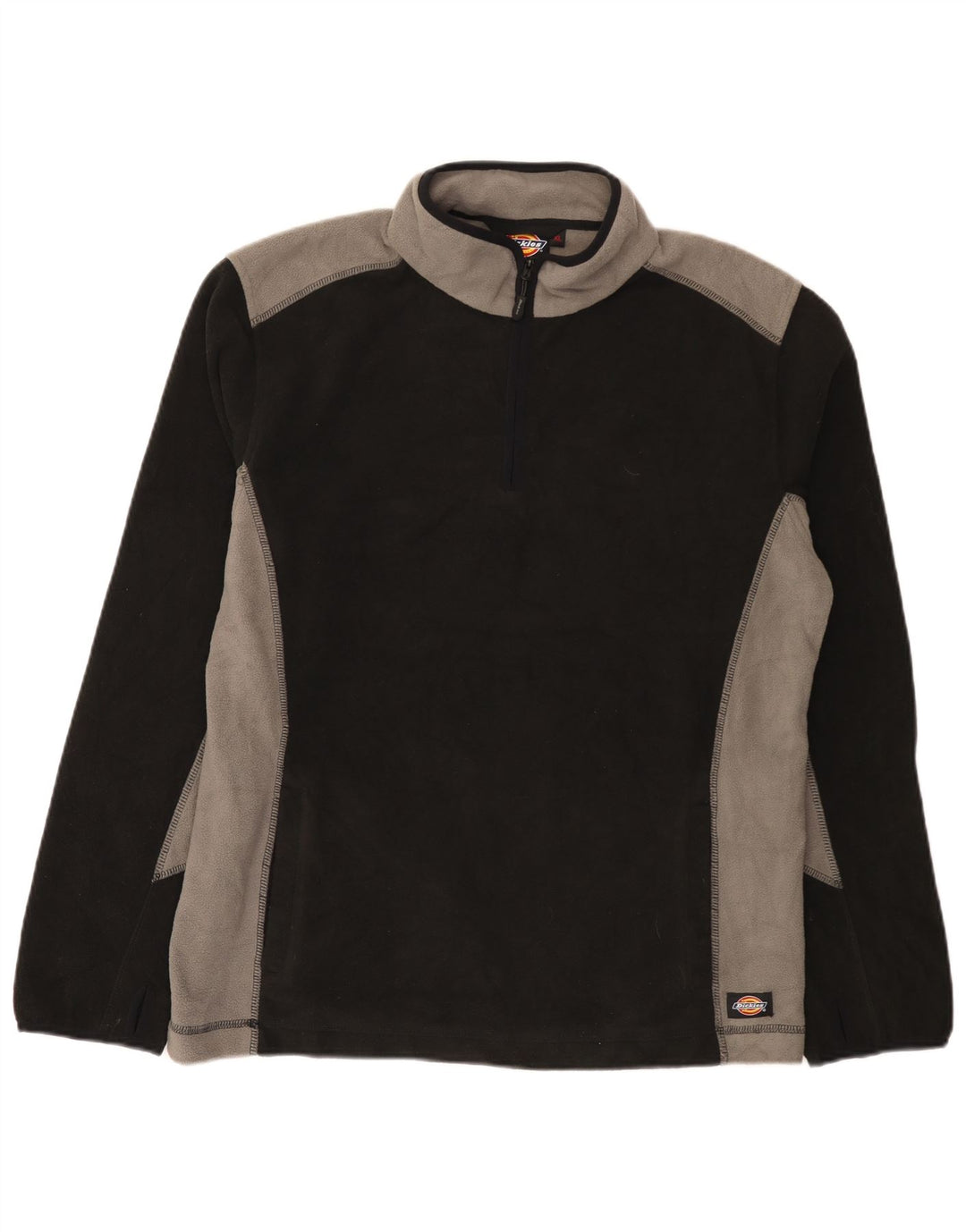 Suéter de lã masculino Dickies com zíper e gola XL preto colorblock poliéster