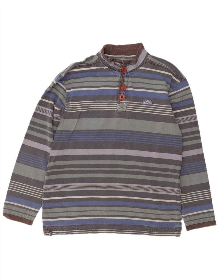 Moletom masculino com gola redonda e botão estranho XL listrado multicolorido