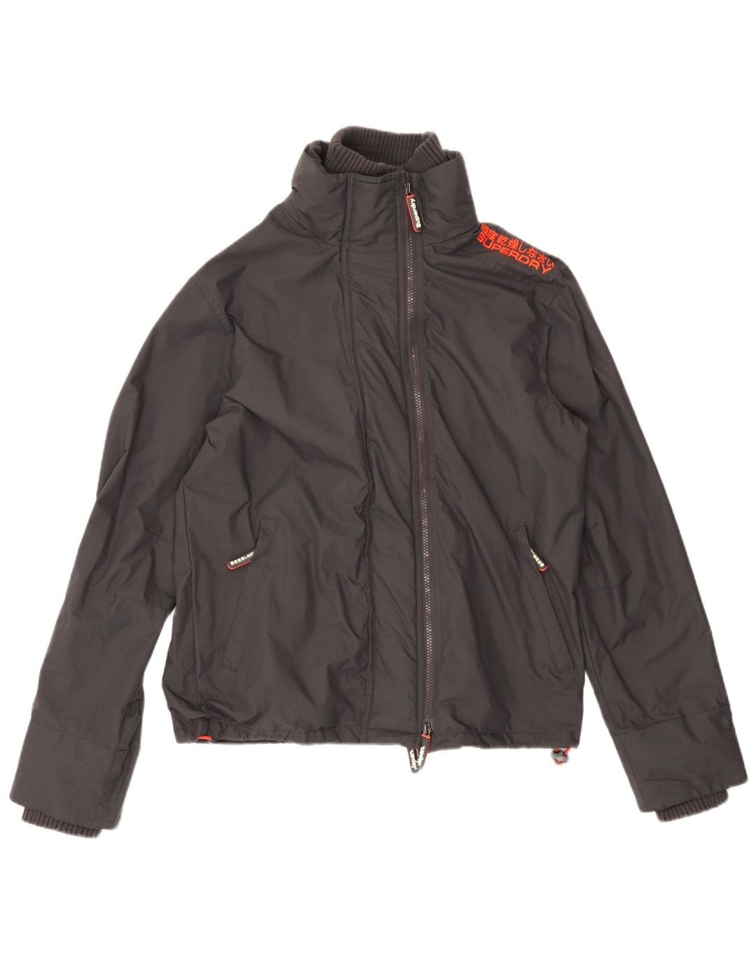 Superdry Womens The Windcheater Graphic Bomber Jacket UK 14 Médio Preto