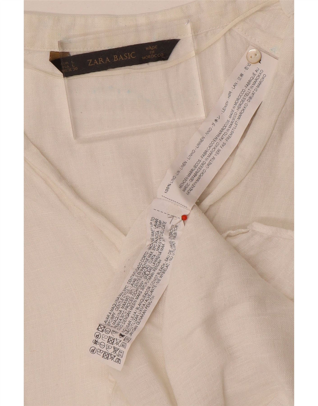 Camisa feminina Zara UK 16 grande linho branco