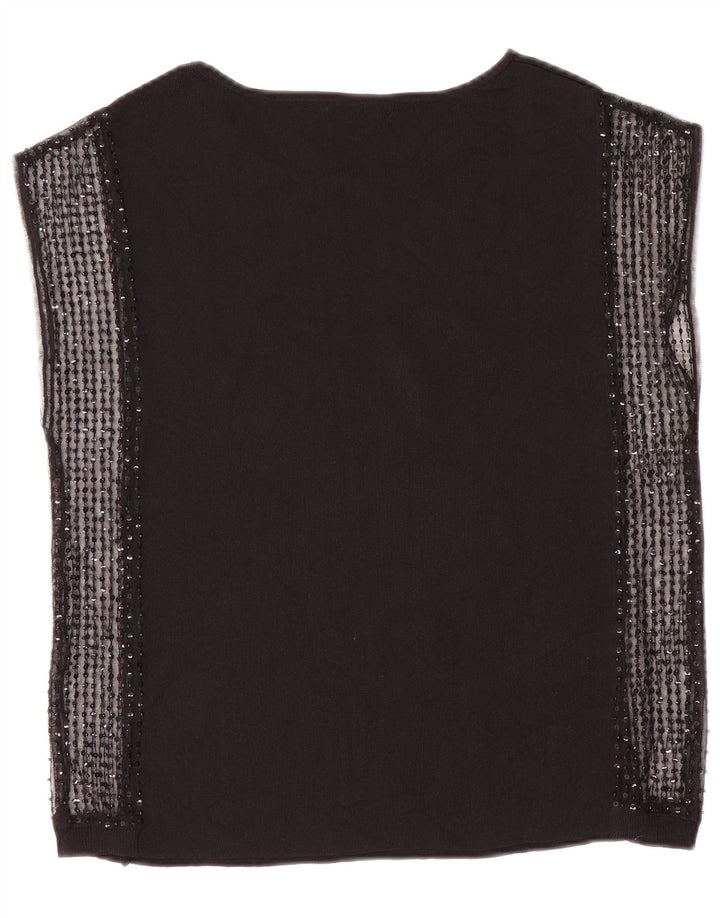 Blusa feminina sem mangas Zara Top UK 12 médio preto