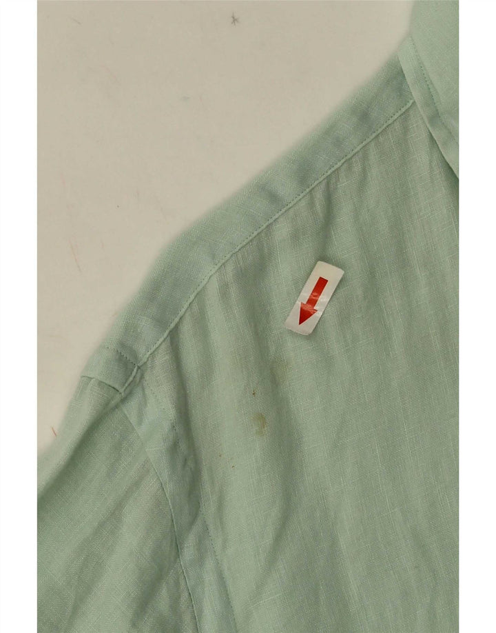 Camisa masculina de manga curta Ralph Lauren linho verde médio