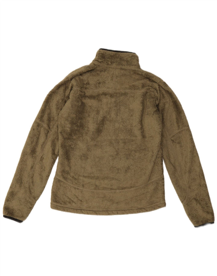 Suéter de lã feminino Jack Wolfskin com zíper e gola UK 10 pequeno poliéster cáqui