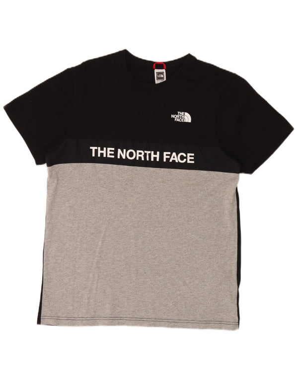 Camiseta gráfica masculina The North Face Top médio preto colorblock algodão