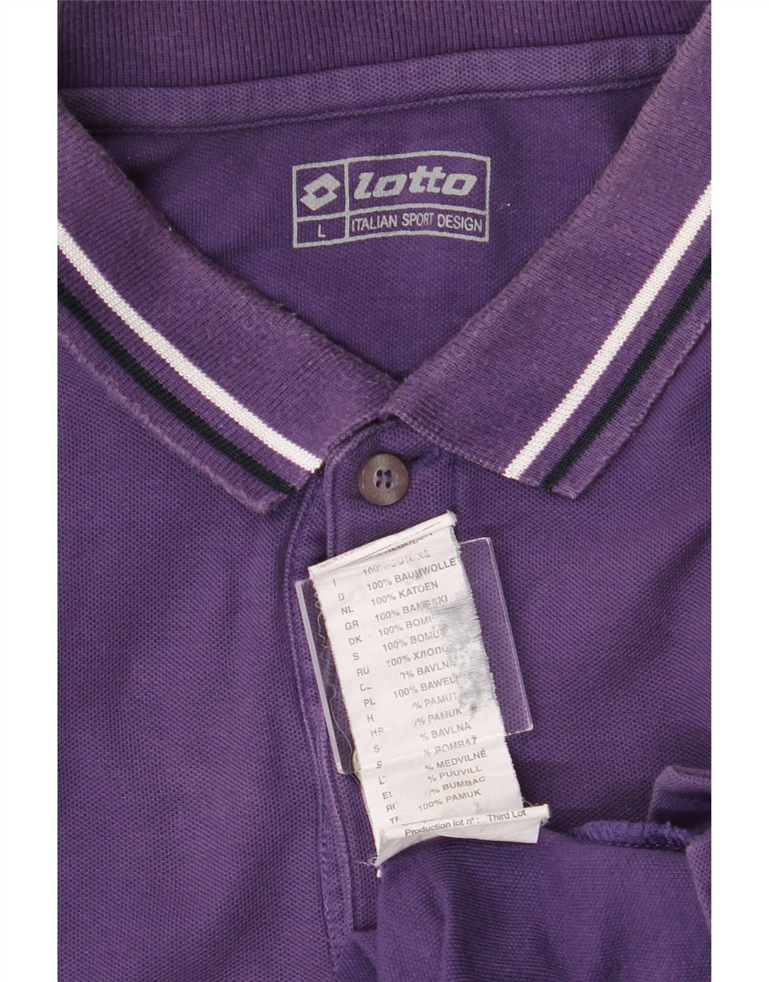LOTTO Mens Polo Shirt Large Purple Cotton Vintage Lotto and Second-Hand Lotto from Messina Hembry 