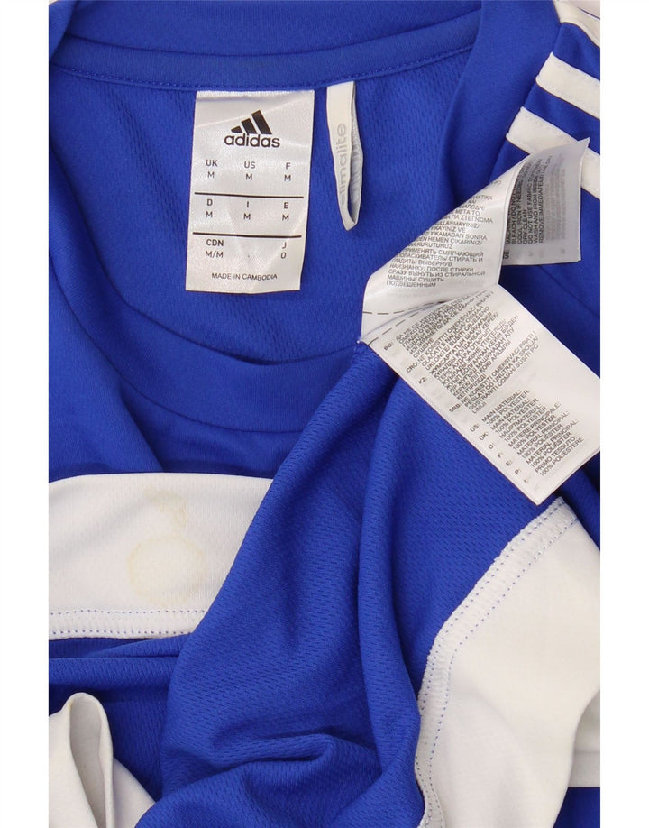 Camiseta Adidas Masculina Climalite Top Médio Azul Colourblock Poliéster