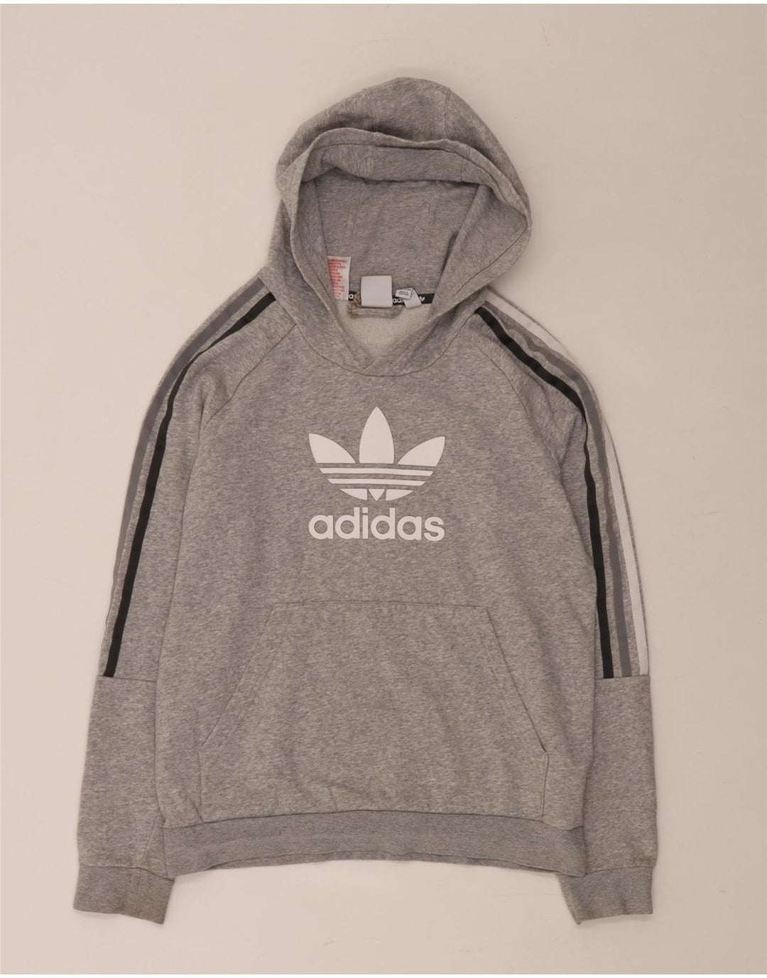 ADIDAS Meninos Graphic Hoodie Jumper 13-14 Anos Cinza Algodão Flecked