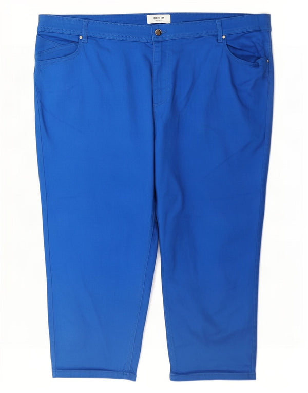 Calça capri feminina Monsoon UK 24 4XL W46 L24 algodão azul