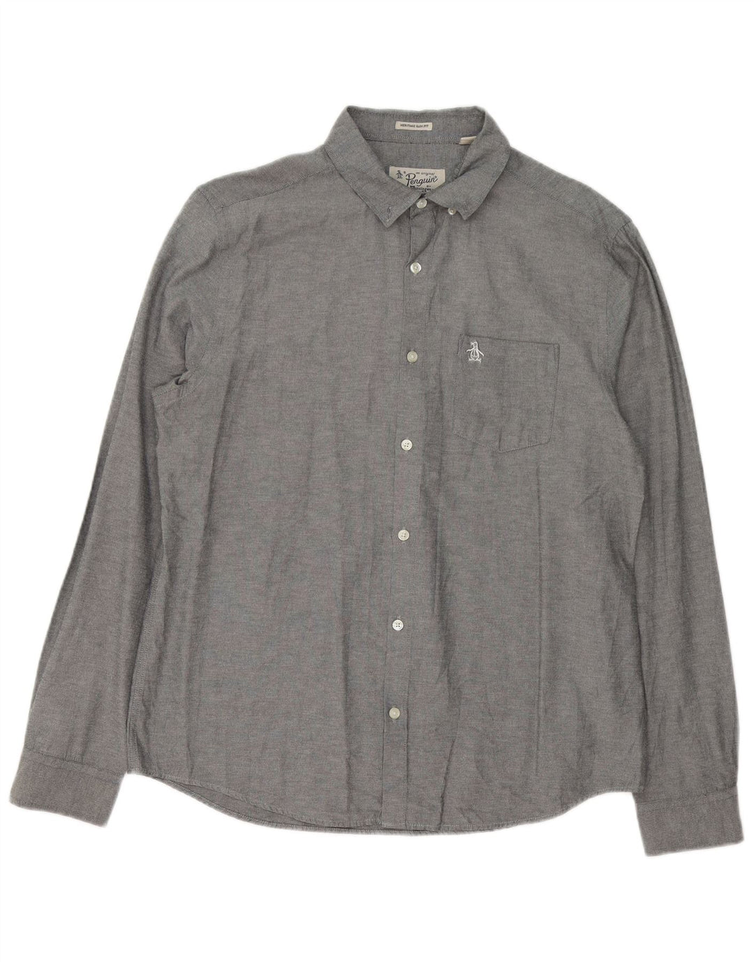 Camisa masculina Penguin Heritage Slim Fit grande cinza manchada