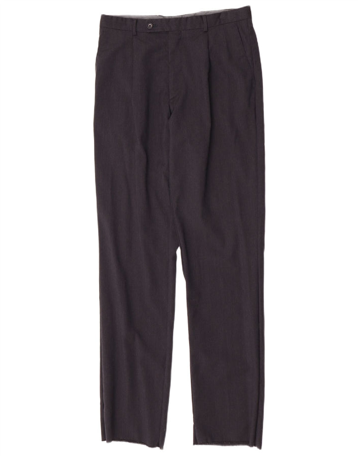 Calça masculina Trussardi de terno reto IT 48 médio W32 L34 azul marinho