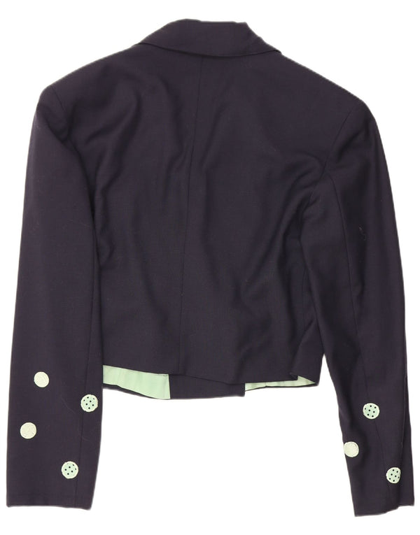 Jaqueta blazer feminina vintage IT 42 bolinhas azul marinho médio