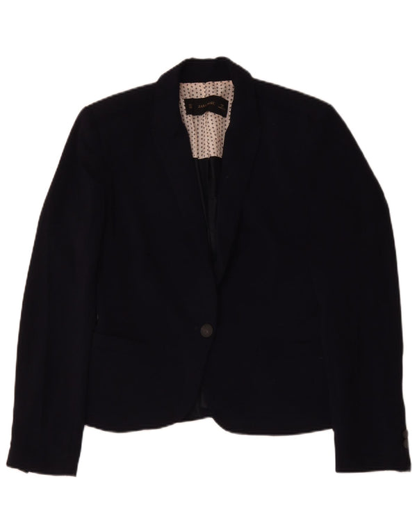 Jaqueta blazer feminina Zara com 1 botão Reino Unido 14 médio azul marinho