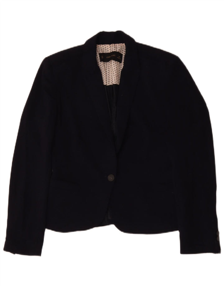 Jaqueta blazer feminina Zara com 1 botão Reino Unido 14 médio azul marinho