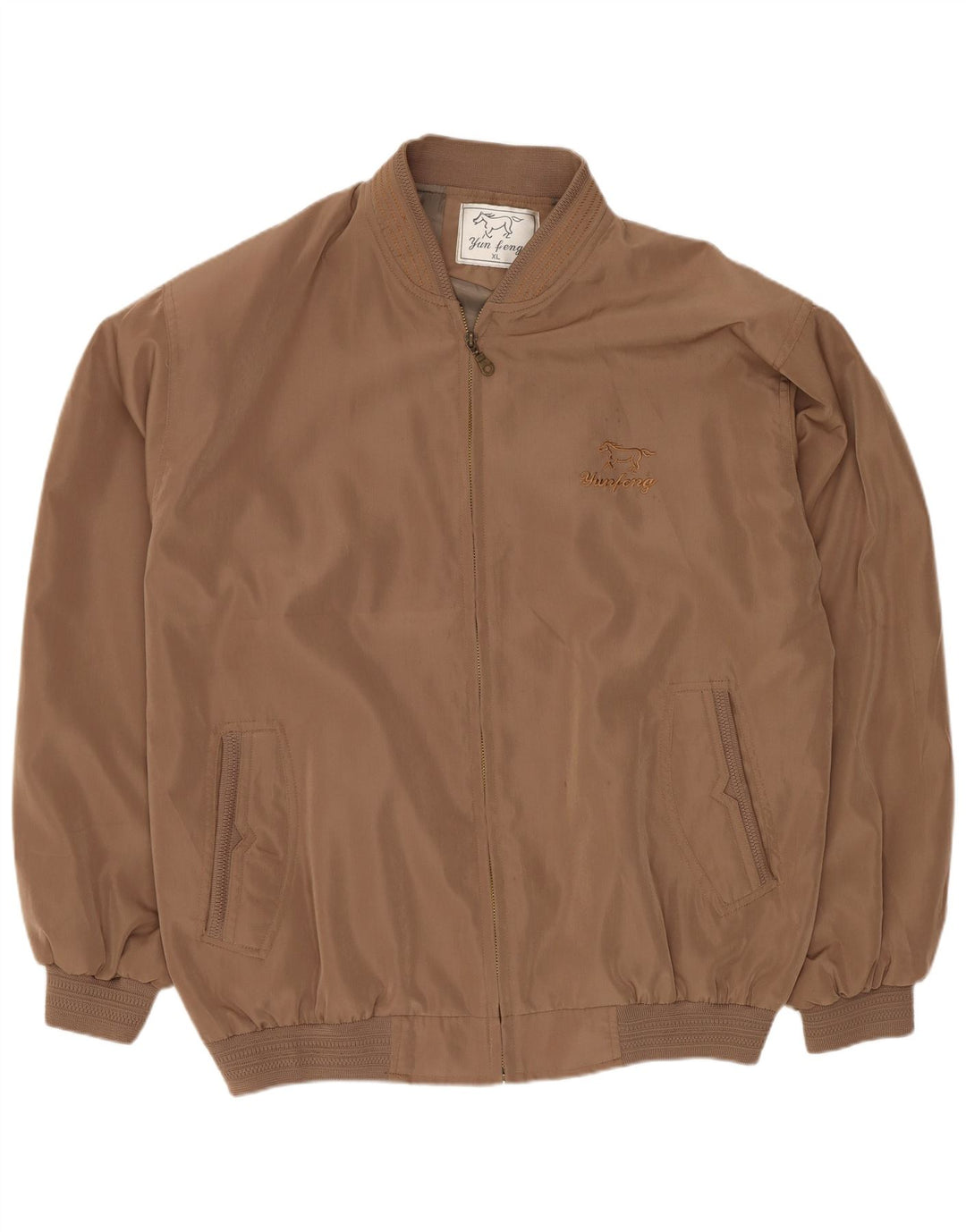Jaqueta bomber masculina vintage UK 42 XL poliéster marrom