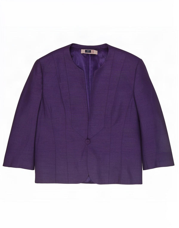 Jaqueta blazer feminina Jacques Vert com 1 botão e manga 3/4 Reino Unido 16 grande roxo